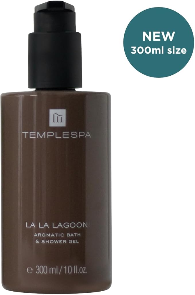 TEMPLESPA | LA LA Lagoon | Luxury Bath and Shower Gel for Cleansing, Fresh Skin, Smooth Texture, Natural Ingredients, Free from Parabens, Phthalates and Sulphates, Cruelty-Free, Vegan 10 fl.oz.