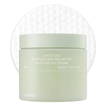celimax Ji.Woo.Gae Heartleaf BHA Peeling Pad | Pore Care, Exfoliating Double-Side Toner Pads, Facial Peels, Hydrating, Tea Tree, For Acne Prone & Breakouts, Christmas Gift, Stocking Stuffers (60pads)