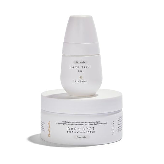 Bushbalm Dark Spots and Ingrown Hair 2 Step Routine - Rejuvenate and Nourish - Ingrown Hair Oil (30 ml) and Exfoliating Scrub (236 ml) - Bermuda