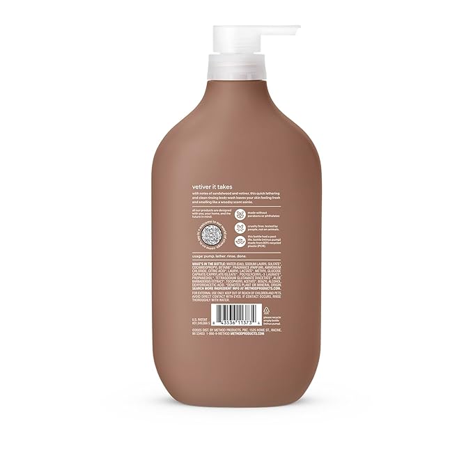 Method Body Wash, Sandalwood + Vetiver, 28oz