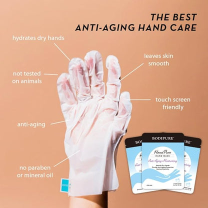 Bodipure HandPure Moisturizing Hand Gloves Manicure Kit Soft Hand Mask & Manicure Gloves - Moisturizing Hand and Nail Treatment And Strengthener (100 Packs)