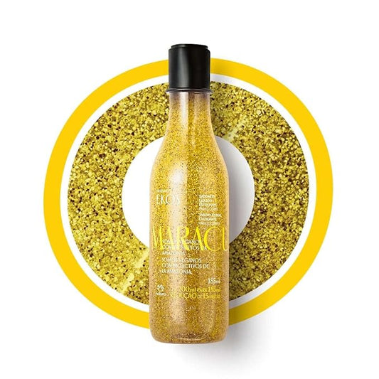 natura - Passion Fruit Soothing Exfoliating Shower Gel - Maracujá Oil & Seed Scrub, Vegan, Sulfate-Free, pH-Balanced Body Exfoliant & Cleanser - Body Wash - Vegan Skin Care - 6.2 fl oz (185ml)