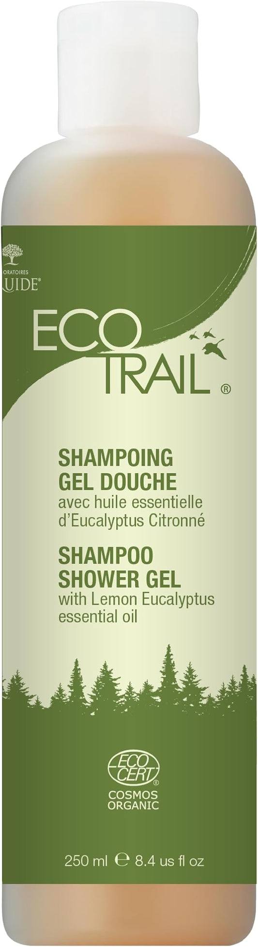 Ecotrail Shampoo & Shower Gel – 3-in-1 Face, Body & Hair Shampoo – Certified Organic, Ecological Cleansing Gel – 250 ml (8.4oz) Lemon Eucalyptus