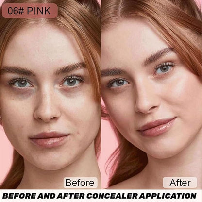 Under Eye Concealer for Women, 24 Hour Pink Full Coverage Brightening Concealer for Dark Circles Fine Lines Redness & Discoloration, Waterproof Foundation Color Corrector, 06