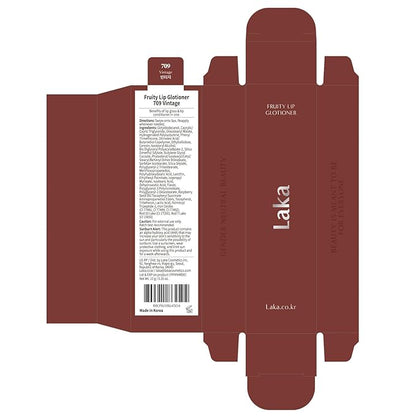 Laka Fruity Lip Glotioner, 10ml/0.33 fl.oz, Lip Gloss with High Shine Vivid Colors, Jelly tip for Hygienic & Easy Application, Plumping Conditioner, Vegan, K-Beauty (#709 Vintage)