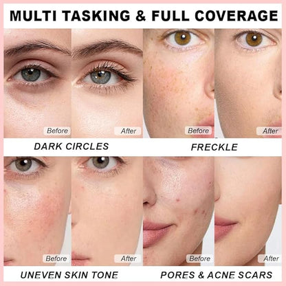 Under Eye Concealer for Women, 24 Hour Pink Full Coverage Brightening Concealer for Dark Circles Fine Lines Redness & Discoloration, Waterproof Foundation Color Corrector, 06