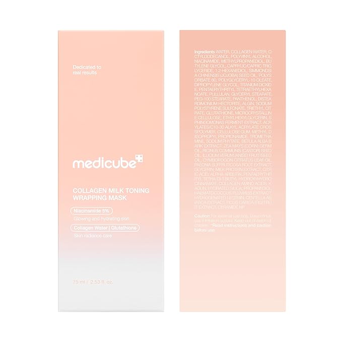medicube Wrapping Mask Collagen Glazed Milky Glow Daytime Peel Off Mask | Quick and Easy Care with Glutathione, Niacinamide for Plumped, Hydrated & Smooth Skin | Korean Skin Care, 2.53 fl.oz