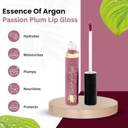 Essence Of Argan Pink Lip Gloss with Moroccan Argan Oil - Matte Finish Plumping Lip Gloss for Dry & Cracked Lips - Hydrating Moisturizer for Chapped Lips - 0.25 Oz
