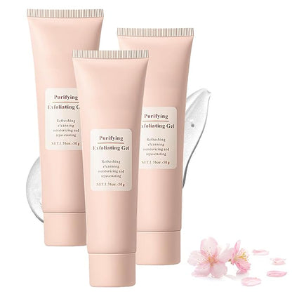 Purifying Exfoliating Gel,Facial Exfoliator Cleanser,Natural Exfoli ating Gel Purifying Cream,Deep Cleansing Face and Body Exfoliating Scrub Gels for All Skin (3Pcs)