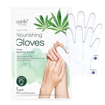 Epielle Nourishing Hand Mask 6 Pairs, Repair and Soften with Hemp & Rosemary Extract, Deep Moisturizing Gloves for Dry, Cracked Hands, Self Care Gifts for Women, Spa Kit, Stocking Stuffers