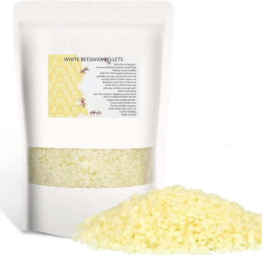White Beeswax Pellets 2LB 100% Pure and Natural Triple Filtered for Skin, Face, Body and Hair Care DIY Creams, Lotions, Lip Balm and Soap Making Supplies