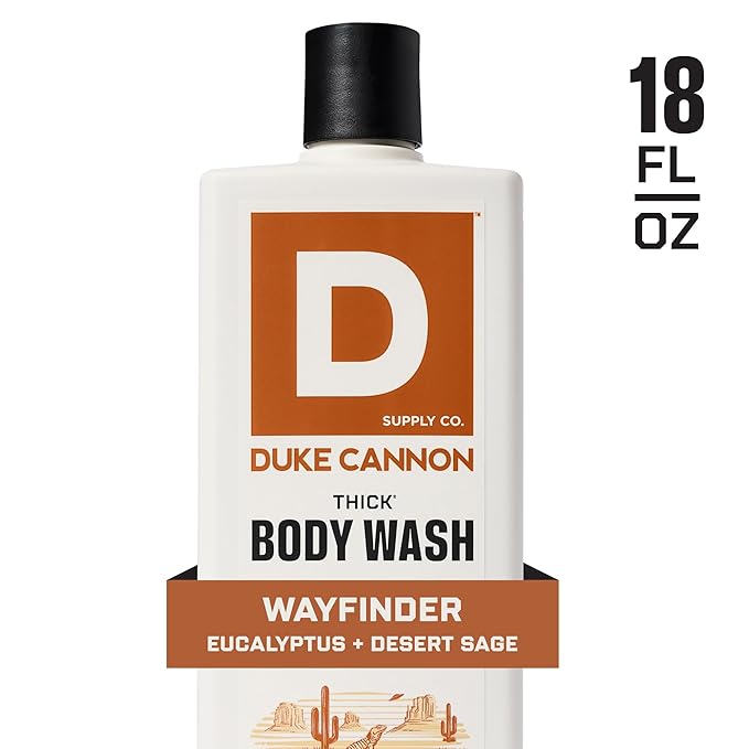 Duke Cannon Thick High Viscosity Body Wash - Wayfinder - Eucalyptus & Desert Sage Scent, 3X Thicker, Mineral-Enriched, Sulfate-Free, 17.5 oz (3-Pack)