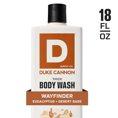 Duke Cannon Thick High Viscosity Body Wash - Wayfinder - Eucalyptus & Desert Sage Scent, 3X Thicker, Mineral-Enriched, Sulfate-Free, 17.5 oz (3-Pack)
