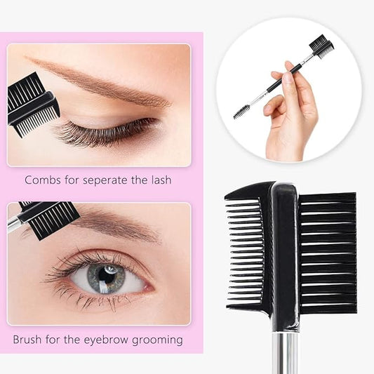 Eyelash Curlers Eyebrow Brush Kit for Women w Lash Curler, Eyelash Comb Seperator, Mascara Brushes, Eyelash Extension Tweezers, Angled Eyebrow Brush and Comb, 10 Silicone Refills Pads for Lash & Brow