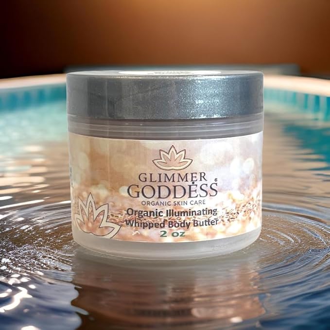 Glimmer Goddess Shimmer Body Butter with Organic Whipped Shea Butter for Hydration, Moisturizing & Silky Natural Glow - Rose Gold Super, 2 oz