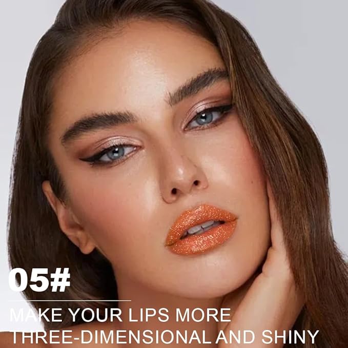 Bronze Brown Metallic Lipstick for Women,Lightweight Non-Drying Shimmer Frosted Lipsticks,Glitter Lip Gloss Stain Long Lasting Waterproof No Smudge Proof No Transfer 12 Hour,Cruelty-Free Makeup