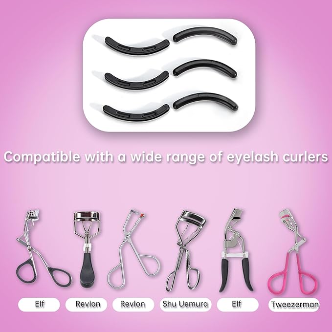 Eyelash Curler Refills Compatible with revlon,Eyelash Curler Pads 24PCS,Silicone Lash Curler Refill Pads Compatible with revlon (Black)