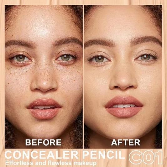 Multi-Use Concealer Sticks Contour Pencils, Light Medium Natural Beige Cream Eyeliner Pen, Matte Finish for Under Eye, Dark Circles, Conceal Blemish,Freckle,Aging Spot,Acne,Freckle, with Sharpener
