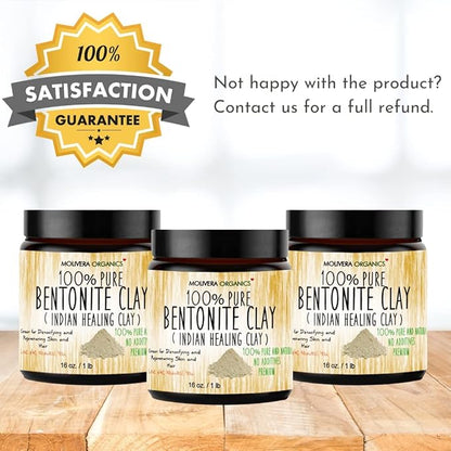 Premium 1 lb Bentonite Clay Pure, Natural Detoxifying Clay for Face Masks, Hair Care & More - Best Healing Clay - USA Made