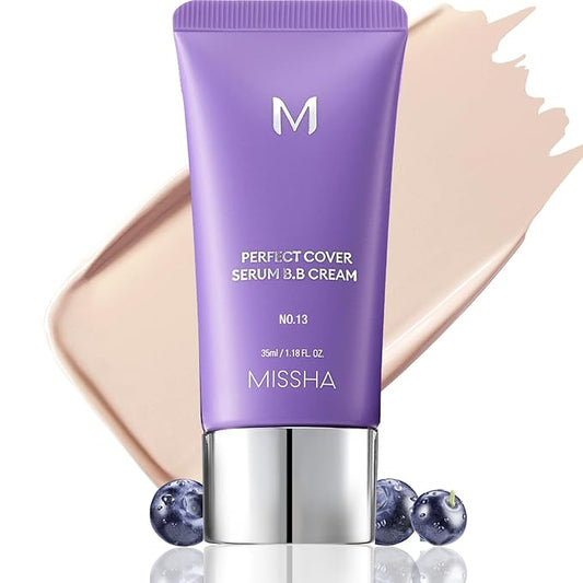 MISSHA M PERFECT COVER SERUM BB CREAM No.13 Light Fair- Fair with Cool Undertone, BB Cream by Cardi B Pick, Skin Tint, Tinted Moisturizer, Skin Care Foundation Makeup, Korean Makeup,1.18 Fl oz