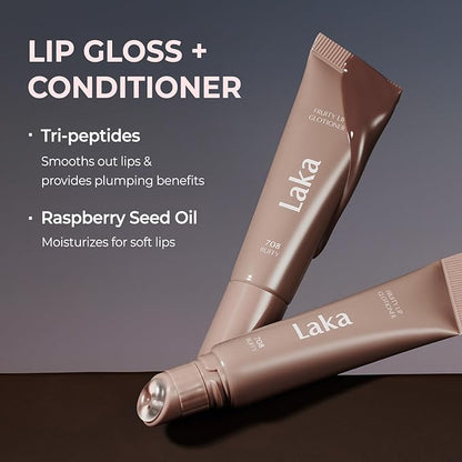 Laka Fruity Lip Glotioner, 10ml/0.33 fl.oz, Lip Gloss with High Shine Vivid Colors, Jelly tip for Hygienic & Easy Application, Plumping Conditioner, Vegan, K-Beauty (#700 Glowy)
