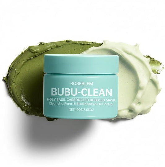 Holy Basil Bubble Deep Mask, Fast & Re-Bubbling Carbonated Clay Mask with Natural Mineral-Rich Mud for Pore Cleansing, Blackhead Removal & Balance Oil, Gentle & Fun Purifying Face Care, 3.53 Oz