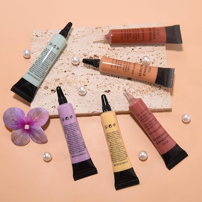 Under Eye Concealer for Women, 24 Hour Pink Full Coverage Brightening Concealer for Dark Circles Fine Lines Redness & Discoloration, Waterproof Foundation Color Corrector, 06