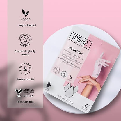 IROHA NATURE Anti-Aging Hand Mask Gloves | 15 Pairs | Triple Hyaluronic Acid, Bakuchiol & Niacinamide | Reduces Wrinkles & Dark Spots | Vegan & Cruelty-Free | 93% Natural Ingredients
