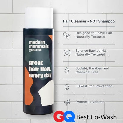 Modern Mammals Men's Hydrating Shampoo | Non Drying I Damage-Free | Sulfate Free I Enhances Natural Hair Volume I Lather Free, Cleansing, 2-in-1 Cowash I Barber Recommended I 8oz bottle