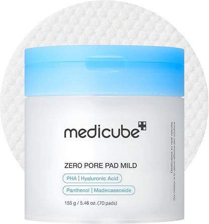 medicube Toner Pads Zero Pore Pad Mild 2.0 | Gentle Calming Toner Pad for Exfoliation, Minimizing Pores & Blackhead Removal with PHA | Ideal for All Skin Types | Korean Skin Care, 70 Pads (1 Pack)