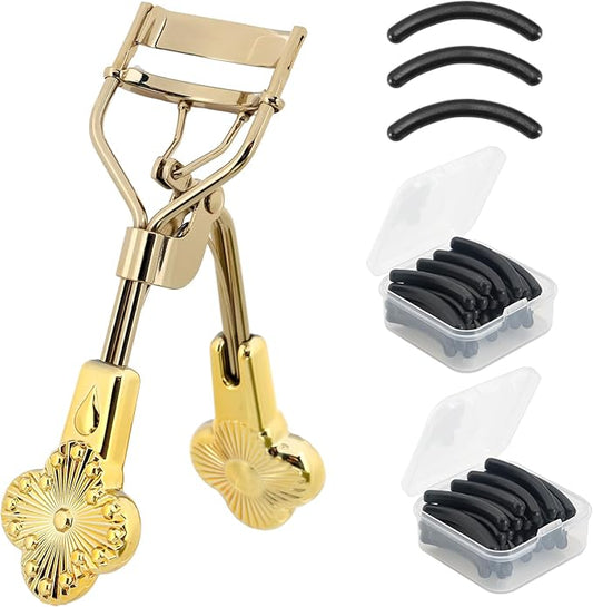 Eyelash Curler with Comb for Hooded Eyes,Euramerican,Asian, Jpanese C-curl, 2 Packs Eyelash Curler Refill Pads Compatible with Shiseido,Tweezerman,Shu uemura,Kevyn Aucoin,e.l.f