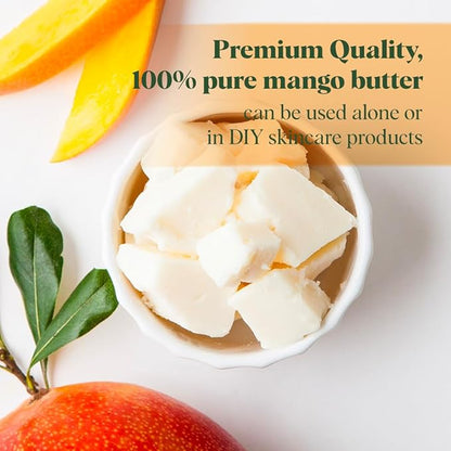 Mango Butter Raw Organic Unrefined Natural Pure Skin & Hair Moisturizer, Cold Pressed, Use with Shea in DIY Whipped Body Butter, Soap Making, Mango Seed Body Lotion, Lip Balm Hand Cream 16oz Block