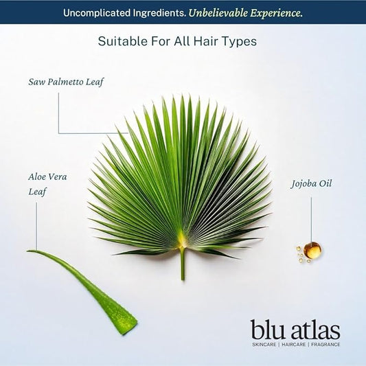 Blu Atlas Men's Natural Shampoo – Organic, Sulfate-Free, Paraben-Free – Deep Cleansing & Hydrating – Classic Scent (Bergamot, Sage, Patchouli) – Made in America– 8 oz