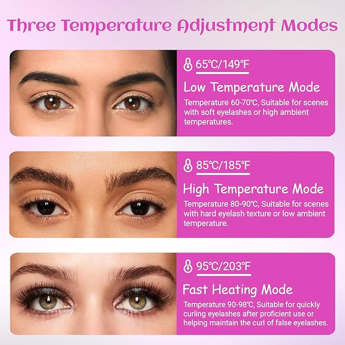 Treayes Heated Eyelash Curler, for Long-Lasting Curl, Fast Heating Portable Eyelash Curler for Daily Makeup & Travel, Anti-Scald Design with Multiple Temperature Settings, Ideal for Women