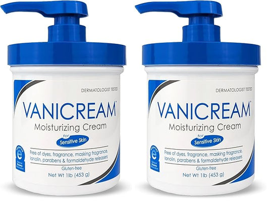 Vanicream Moisturizing Skin Cream with Pump Dispenser - 16 fl oz (1 lb) - Moisturizer Formulated Without Common Irritants for Those with Sensitive Skin (Pack of 2)