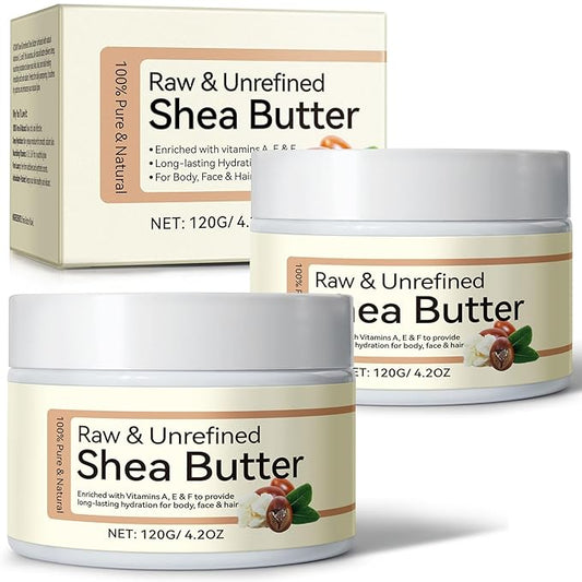 2Pack Raw & Unrefined Shea Butter for Body, Face & Hair, Pure Shea Butter with vitamins A, E & F, Long-Lasting Hydration for Dry Skin, Hair Care, DIY Lip Balm, Natural Moisturizer