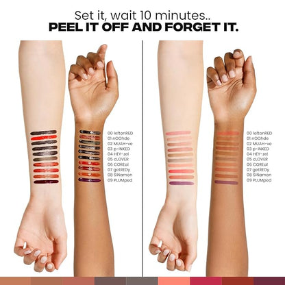 Sacheu Lip Liner STAY-N Peel Off Lip Stain — Long Lasting Waterproof Lip Tint with Hyaluronic Acid & Vitamin E — Transfer Proof Matte Finish, Vegan & Cruelty-Free (p-INKED)