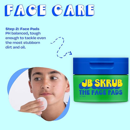 JB SKRUB The Face Kit – Pimple Patches, Pads, Wash & Lotion – Complete Skincare Set for Kids, Tweens & Teens