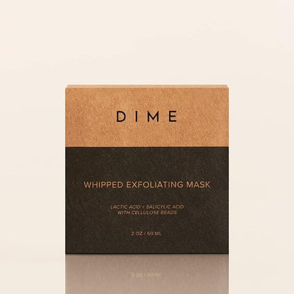 DIME Beauty Whipped Exfoliating Mask, Face Scrub and Cleanser, Lactic Acid and Salicylic Acid Scrub, 2 oz / 60 ml