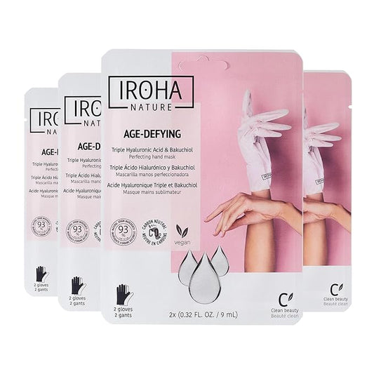 IROHA NATURE Anti-Aging Hand Mask Gloves | 4 Pairs | Triple Hyaluronic Acid, Bakuchiol & Niacinamide | Reduces Wrinkles & Dark Spots | Vegan & Cruelty-Free | 93% Natural Ingredients