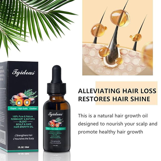 Tgideas Rosemary and Batana Oil Hair Oil Natural Plant Extracts - Nourishes Scalp and Strengthens Hair - Suitable for All Hair Types, Eyelashes and Eyebrows