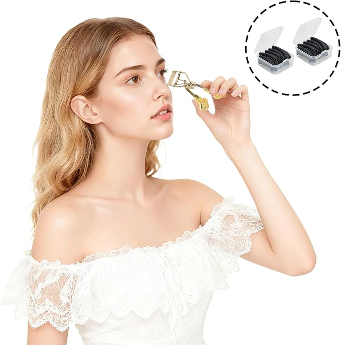 Eyelash Curler with Comb for Hooded Eyes,Euramerican,Asian, Jpanese C-curl, 2 Packs Eyelash Curler Refill Pads Compatible with Shiseido,Tweezerman,Shu uemura,Kevyn Aucoin,e.l.f