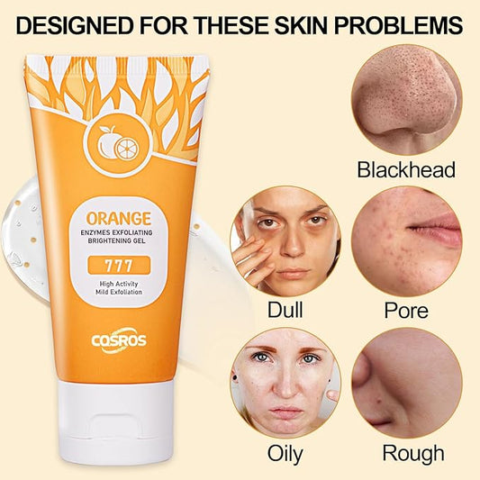 Orange Exfoliating Gel Scrub for Face and Body, Orange Peeling Gel, Deep Clean Pores, Remove Blackheads & Moisturize Skin for All Types Skin (2PCS)