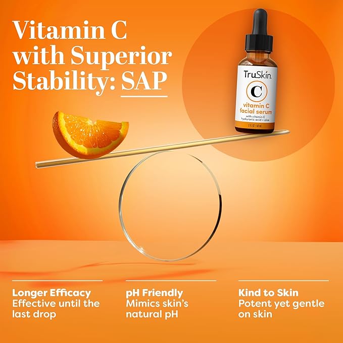 TruSkin Vitamin C Serum for Face – Anti Aging Face Serum with Hyaluronic Acid & Vitamin E – Brightening Formula for Improving Appearance of Dark Spots, Fine Lines & Wrinkles – All Skin Types, 2 Fl Oz