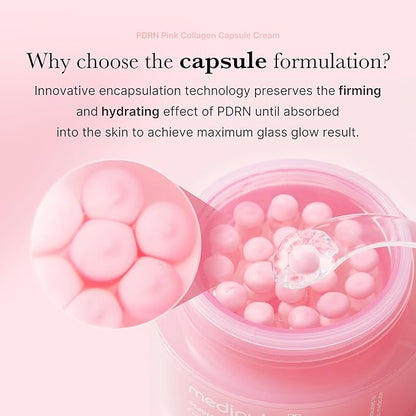 medicube Capsule Cream with Salmon DNA PDRN Pink Collagen | Lightweight Moisturizing Cream with PDRN, Niacinamide for Uneven Skin Tone and Texture, Glow hydration | Korean Skincare, 1.94 oz