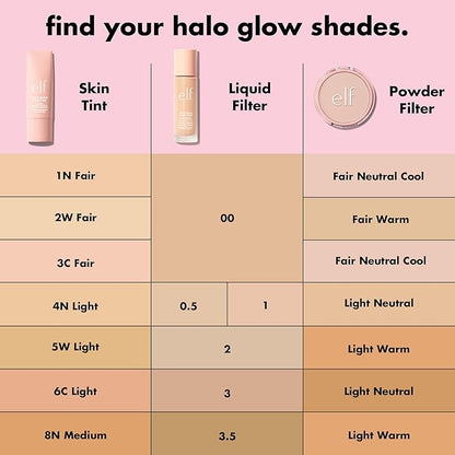 e.l.f. Halo Glow Liquid Filter, Complexion Booster For A Glowing, Soft-Focus Look, Infused With Hyaluronic Acid, Vegan & Cruelty-Free, 0.5 Fair