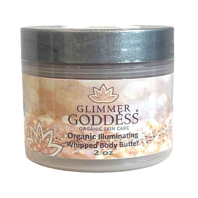 Glimmer Goddess Shimmer Body Butter with Organic Whipped Shea Butter for Hydration, Moisturizing & Silky Natural Glow - Rose Gold Super, 2 oz