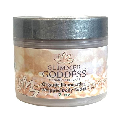 Glimmer Goddess Shimmer Body Butter with Organic Whipped Shea Butter for Hydration, Moisturizing & Silky Natural Glow - Rose Gold Super, 2 oz