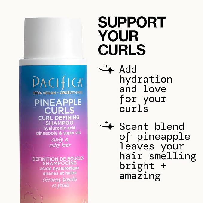 Pacifica Beauty Pineapple Curls 3-Step Hair Care Kit: Curl Defining Shampoo + Conditioner + Pineapple Swirl Curl Cream – Enhances Curls, Reduces Frizz, Vegan & Silicone-Free