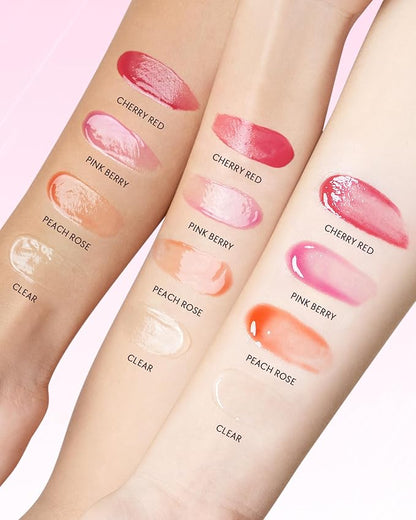 Peptide Brightening Lip Serum, Hydrating & Plumping Tinted Lip Gloss, Moisturizing Lip Balm with Polypeptides & Squalane for Glossy Sheer, Smooth Lips (06 Cherry Red)